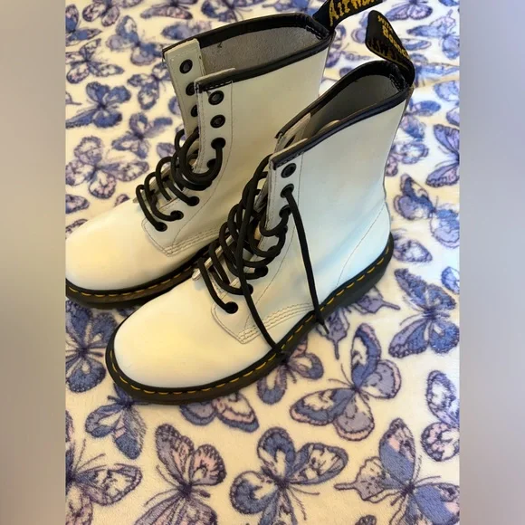 Dr. Martens White and Black Combat Boots - Picture 2 of 3